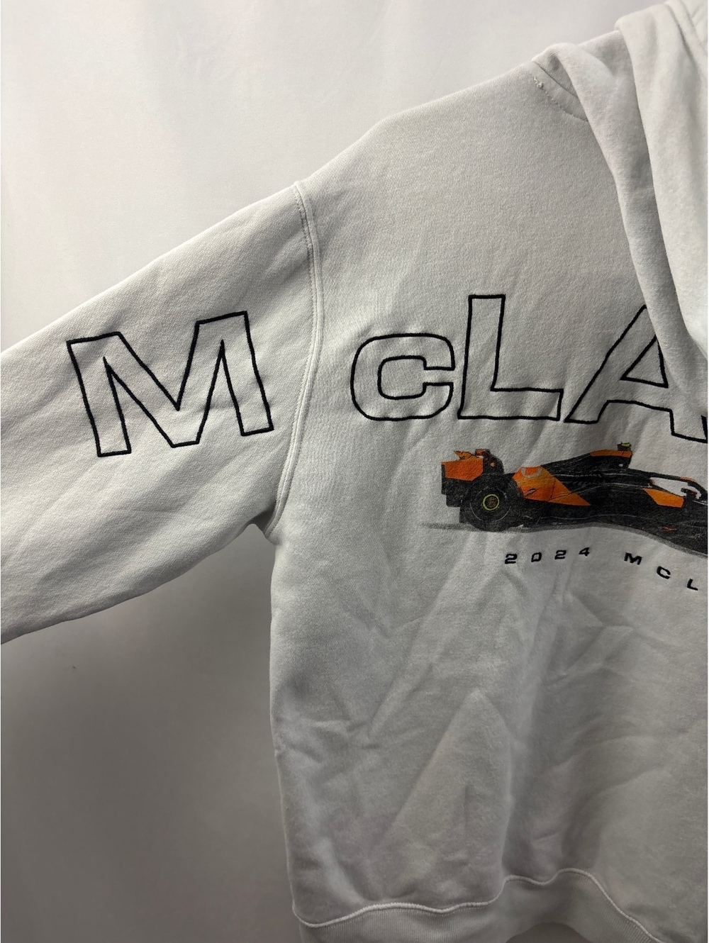 Hollister McLaren Hoodie Mens Small Light White Gray Formula 1 Sweatshirt - Picture 7 of 8